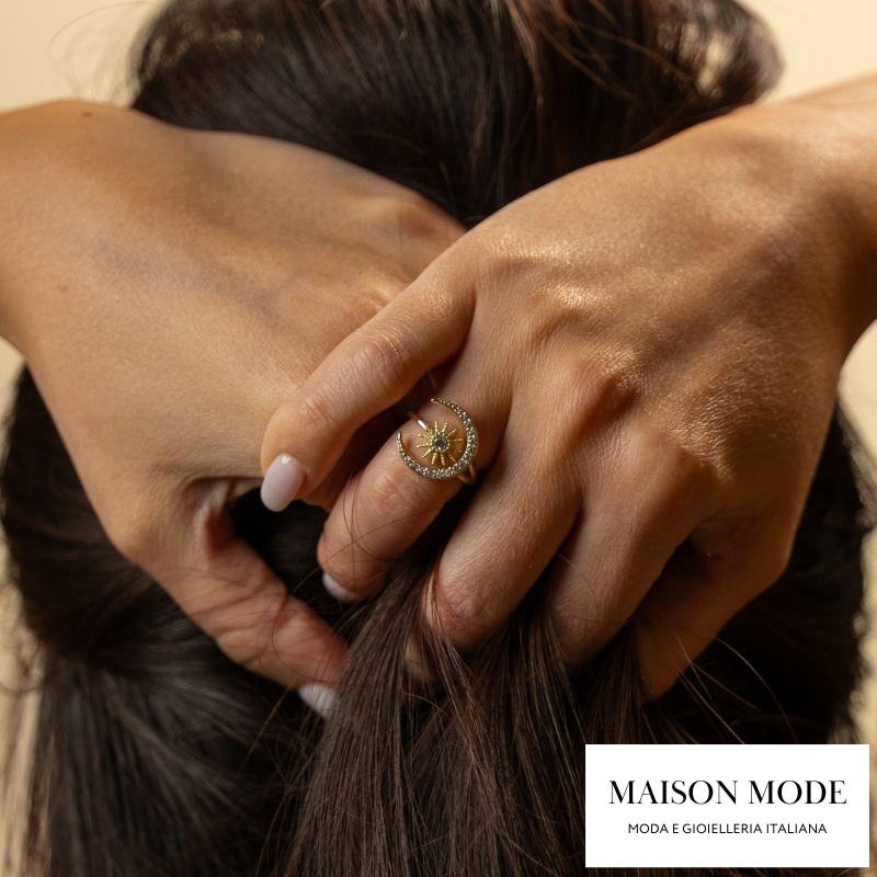 Moon and Sun: anello regolabile placcato d'oro