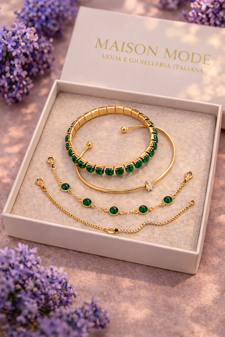 Set Coordinato di Bracciali - con pietre di Agata Verde