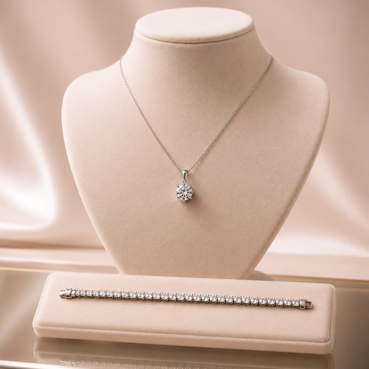 Set Collana Punto Luce + Bracciale Tennis Coordinato