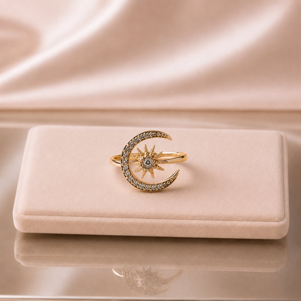Moon and Sun: anello regolabile placcato d'oro